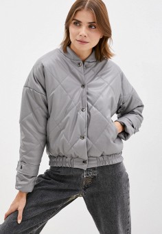 Куртка кожаная, Izabella, цвет: серый. Артикул: RTLAAW984401. Одежда / Верхняя одежда / Кожаные куртки