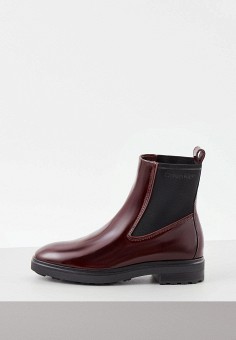 Ботинки, Calvin Klein, цвет: бордовый. Артикул: RTLAAX160602. Обувь / Ботинки / Челси