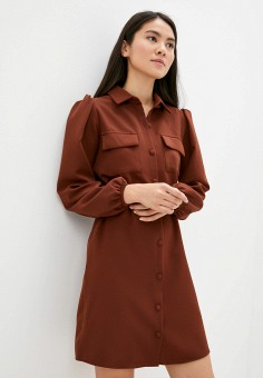 Платье, Trendyol, цвет: коричневый. Артикул: RTLAAX334401. Trendyol
