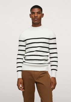 Джемпер, Mango Man, цвет: белый. Артикул: RTLAAX661401. Одежда / Джемперы, свитеры и кардиганы / Джемперы и пуловеры