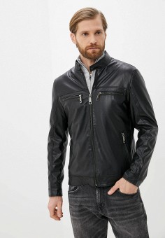 Куртка кожаная, RNT23, цвет: черный. Артикул: RTLAAX761801. Одежда / Верхняя одежда / Кожаные куртки