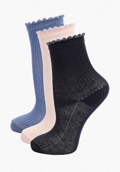 Носки 3 пары, Koton, цвет: розовый, синий, черный. Артикул: RTLAAX804001. Девочкам / Одежда / Носки и колготки / Koton