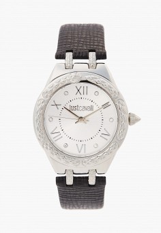 Часы и браслет, Just Cavalli, цвет: серебряный, черный. Артикул: RTLAAX887701. Аксессуары / Just Cavalli