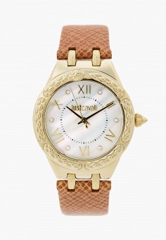 Часы и браслет, Just Cavalli, цвет: коричневый, золотой. Артикул: RTLAAX887801. Аксессуары / Just Cavalli