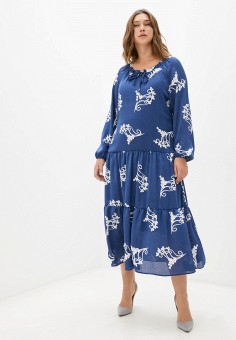 Платье, Moona Store, цвет: синий. Артикул: RTLAAX945301. Одежда / Одежда больших размеров / Платья и сарафаны / Повседневные платья