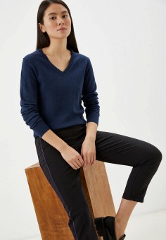 Пуловер, Basics & More, цвет: синий. Артикул: RTLAAY026001. Одежда / Джемперы, свитеры и кардиганы / Джемперы и пуловеры