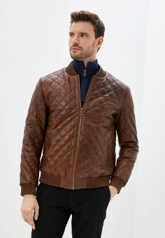 Куртка кожаная, Basics & More, цвет: коричневый. Артикул: RTLAAY034101. Одежда / Верхняя одежда / Кожаные куртки