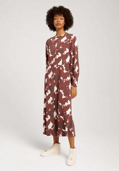 Платье, Tom Tailor, цвет: коричневый. Артикул: RTLAAY452501. Одежда / Платья и сарафаны / Повседневные платья