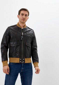 Куртка кожаная, Diesel, цвет: коричневый. Артикул: RTLAAY533702. Одежда / Верхняя одежда / Кожаные куртки