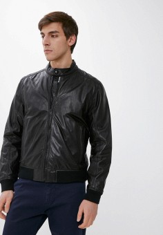 Куртка кожаная, Strellson, цвет: черный. Артикул: RTLAAY636802. Одежда / Верхняя одежда / Кожаные куртки