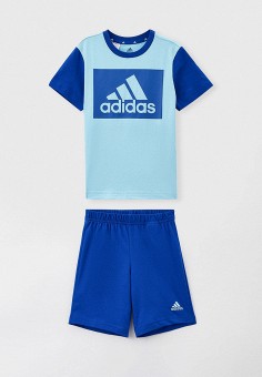 Костюм спортивный, adidas, цвет: бирюзовый, синий. Артикул: RTLAAY670701. Мальчикам / Одежда