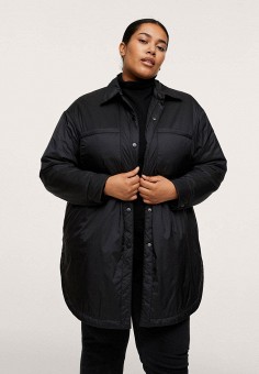 Куртка утепленная, Violeta by Mango, цвет: черный. Артикул: RTLAAY726001. Одежда / Одежда больших размеров / Верхняя одежда