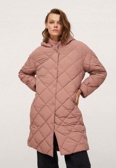Куртка утепленная, Mango, цвет: розовый. Артикул: RTLAAY728001. Одежда / Одежда больших размеров / Верхняя одежда