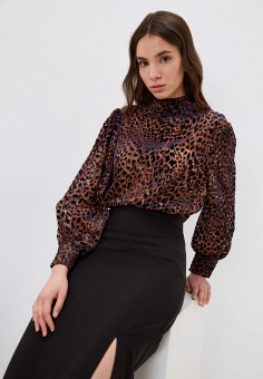 Блуза, Zibi London, цвет: коричневый. Артикул: RTLAAZ106201. Одежда / Одежда больших размеров