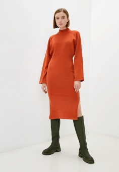 Платье, Zibi London, цвет: оранжевый. Артикул: RTLAAZ109401. Одежда / Платья и сарафаны / Платья-свитеры