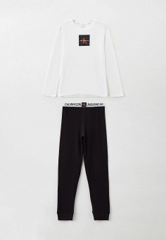 Пижама, Calvin Klein, цвет: белый, черный. Артикул: RTLAAZ319601. Calvin Klein