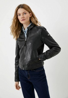 Куртка кожаная, Superdry, цвет: черный. Артикул: RTLAAZ409301. Одежда / Верхняя одежда / Superdry