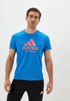 Футболка спортивная, adidas, цвет: голубой. Артикул: RTLABA180301. Спорт / Бег / Футболки / Футболки / adidas