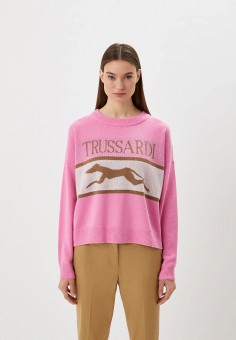 Джемпер, Trussardi, цвет: розовый. Артикул: RTLABA215301. Одежда / Джемперы, свитеры и кардиганы / Джемперы и пуловеры / Джемперы