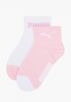 Носки 2 пары, PUMA, цвет: белый, розовый. Артикул: RTLABA448401. Девочкам / Одежда / Носки и колготки / Носки
