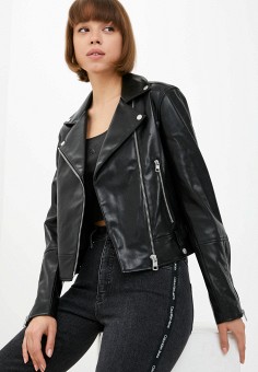 Куртка кожаная, Calvin Klein Jeans, цвет: черный. Артикул: RTLABA550201. Calvin Klein Jeans