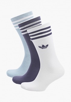 Носки 3 пары, adidas Originals, цвет: белый, голубой, синий. Артикул: RTLABA587701. Одежда