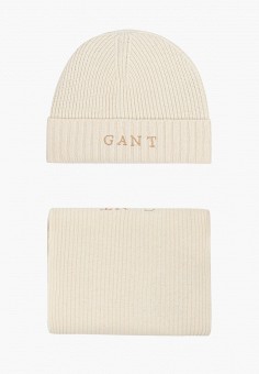 Шапка и шарф, Gant, цвет: бежевый. Артикул: RTLABA802901. Gant