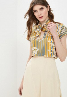 Блуза, Sisley, цвет: желтый. Артикул: SI007EWDWXK6. Одежда / Блузы и рубашки / Блузы / Sisley