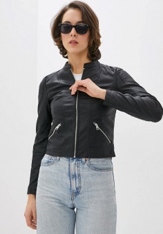 Куртка кожаная, Vero Moda, цвет: черный. Артикул: VE389EWLRWA6. Одежда / Верхняя одежда / Кожаные куртки