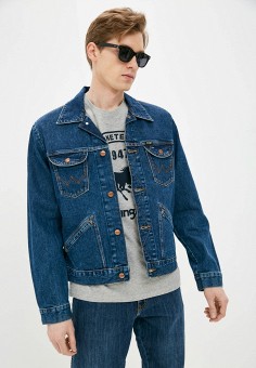 Куртка джинсовая, Wrangler, цвет: синий. Артикул: WR224EMMSDZ9. Одежда / Верхняя одежда / Джинсовые куртки