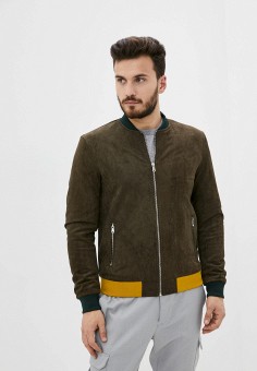 Куртка кожаная, Y.Two, цвет: хаки. Артикул: YT002EMLCPA5. Одежда / Верхняя одежда / Кожаные куртки