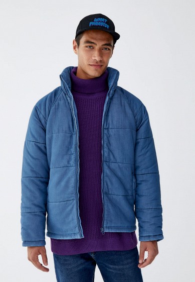 Куртка утепленная, Pull&Bear, цвет: синий. Артикул: IX001XM00130. Одежда / Верхняя одежда / Пуховики и зимние куртки