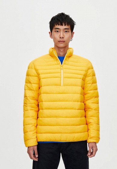 Куртка утепленная, Pull&Bear, цвет: желтый. Артикул: IX001XM001DS. Одежда / Верхняя одежда / Пуховики и зимние куртки