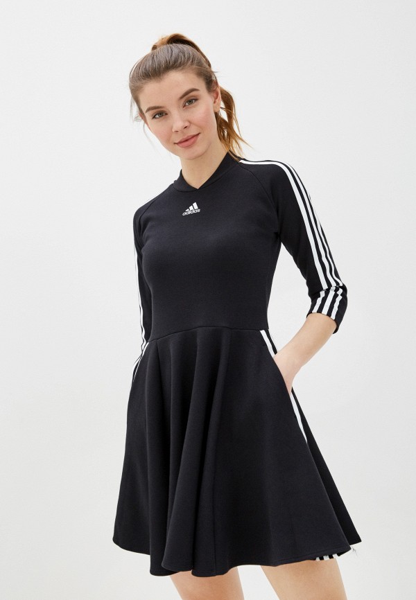 Платье adidas W 3S Dress, цвет: черный, AD002EWHLQT2 — купить в  интернет-магазине Lamoda