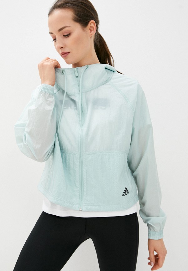 Ветровка adidas W BOS WV JACKET, цвет: бирюзовый, AD002EWJMUI1 — купить в  интернет-магазине Lamoda