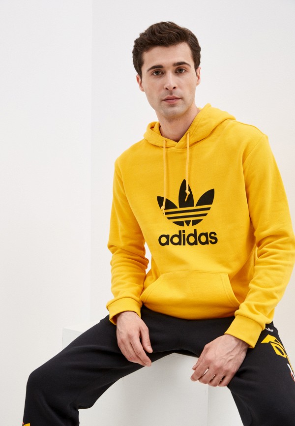 Adidas trefoil hoodie yellow best sale