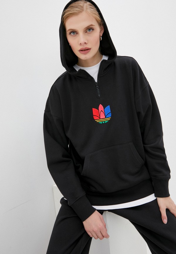 Толстовка adidas Originals HALFZIP HOODIE, цвет: черный, AD093EWJMAI4 —  купить в интернет-магазине Lamoda