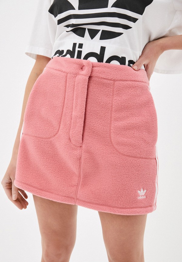 Юбка adidas Originals FLEECE SKIRT, цвет: розовый, AD093EWLWZK7 — купить в  интернет-магазине Lamoda
