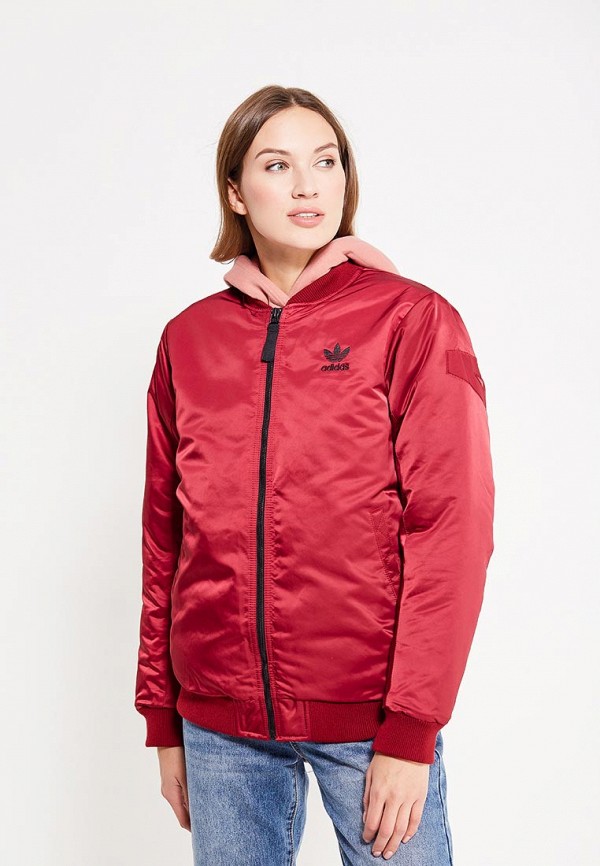 Куртка утепленная adidas Originals MID BOMBER, цвет: бордовый, AD093EWUNP68  — купить в интернет-магазине Lamoda