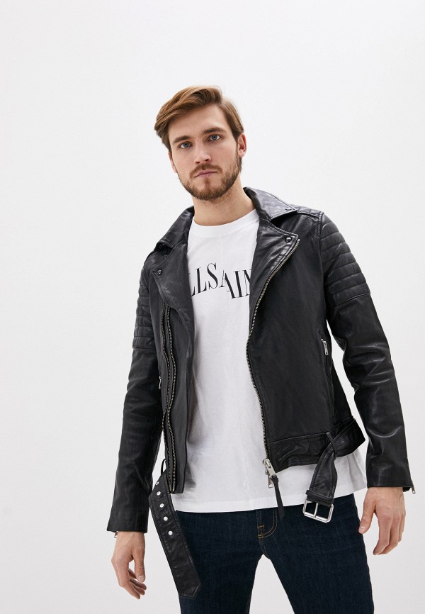 Куртка кожаная AllSaints, цвет: черный, AL047EMIBLY9 — купить в  интернет-магазине Lamoda