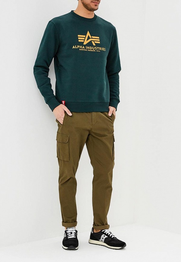 Свитшот Alpha Industries Basic Sweater, цвет: зеленый, AL507EMZZR42 —  купить в интернет-магазине Lamoda