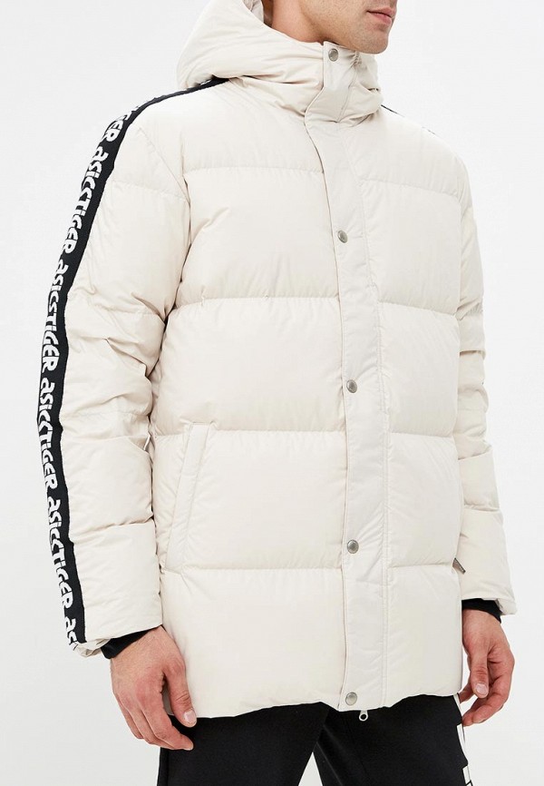 asics tiger logo tape long down jacket