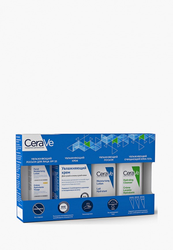 CeraVe Набор для ухода за лицом - для увлажнения и очищения нормальной, сухой и очень сухой кожи лица и тела, 20 мл + 20 мл + 3 мл + 50 мл - фото 1