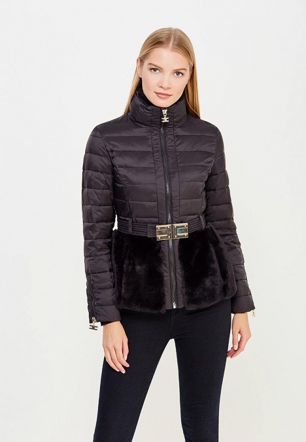 Куртка утепленная Elisabetta Franchi, цвет: черный, EL037EWUCW33 — купить в  интернет-магазине Lamoda