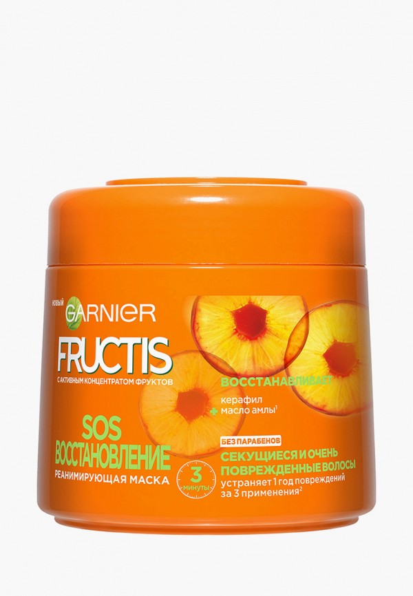 Garnier Маска для волос - "Фруктис, SOS Восстановление", реанимирующая, для секущихся и поврежденных волос, 300 мл, с Керафилом и Маслом Амлы - фото 1