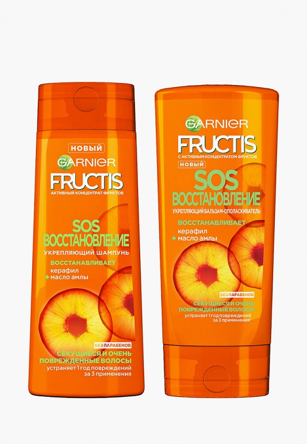Garnier Набор для ухода за волосами - Fructis "Фруктис, SOS Восстановление":Шампунь,250 мл+Бальзам,200 мл ,для секущихся и очень поврежденных волос - фото 1