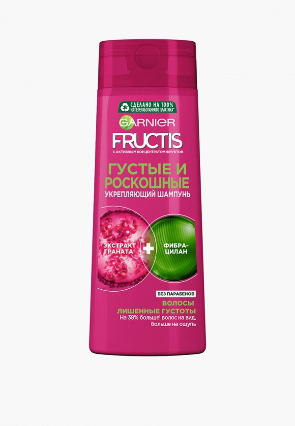 Garnier Шампунь - Фруктис, Густые и роскошные,укрепляющий для тонких волос,  400 мл, с молекулой Фибра-Цилан и Экстрактом Граната - фото 1