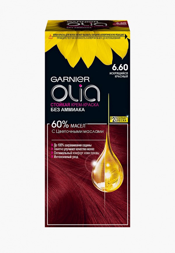 Краска для волос Garnier Olia, 6.60 Пылающий красный, цвет: красный ...