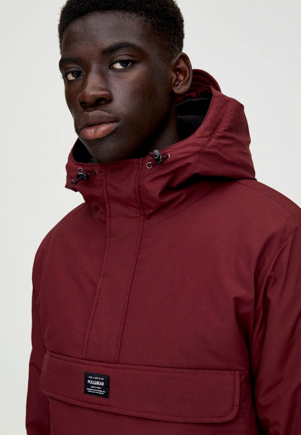 Куртка утепленная Pull&Bear, цвет: бордовый, IX001XM003YN — купить в  интернет-магазине Lamoda