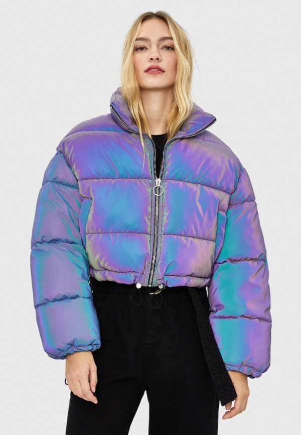 Куртка утепленная Bershka, цвет: фиолетовый, IX001XW00FC0 — купить в  интернет-магазине Lamoda